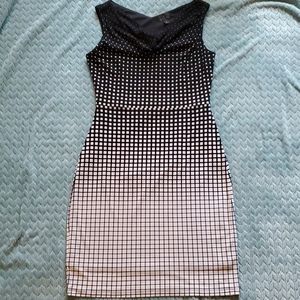 EUC Black and White Fitted Dress